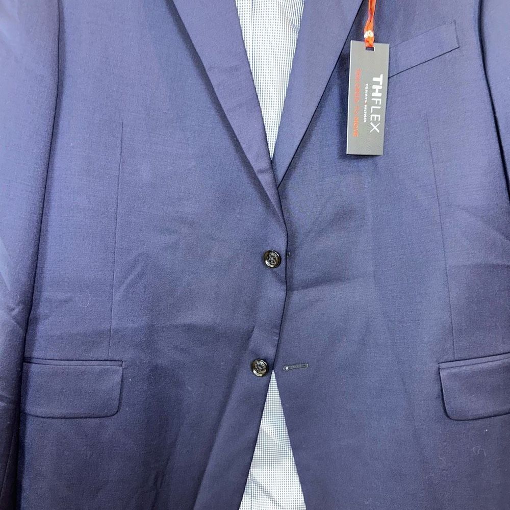 Tommy Hilfiger Men's Navy Blue Modern Fit Long-Sleeve Suit Jacket Size 48L NWT - Picture 9 of 10